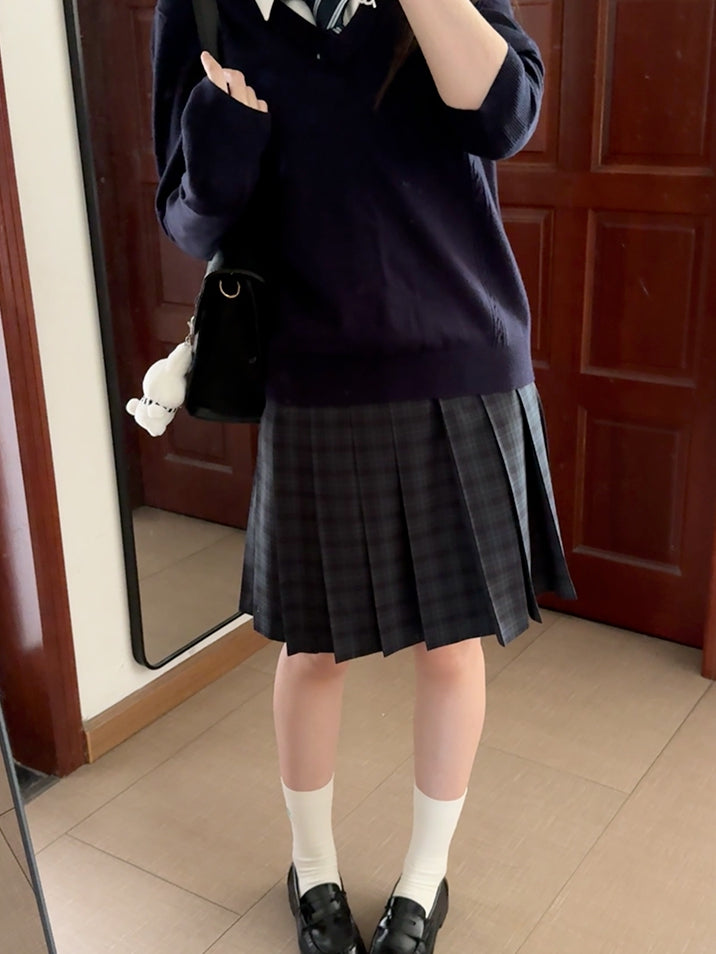 Länge 42CM/45CM/55CM/65CM Plaid Uniform Plissee Rock JK Grün Muster