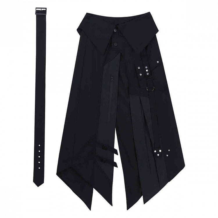 Foldover Apron Belt Buckle + Straps Black Waist Techwear