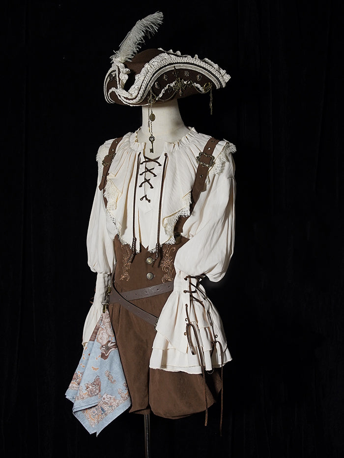 Waist Corset Belt with High Coffee Shorts Lolita Ouji Straps