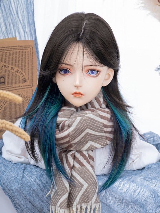 Bangs Curtain Wig Bust Straight With Under Brown-green Length Ombre 63CM