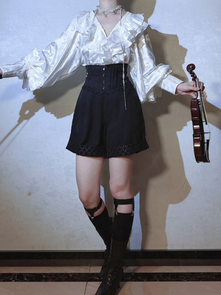 Corset Black Belt High Shorts Waist Boned Ouji Prince Lolita