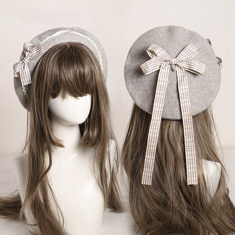 – Bow with Plaid Beret 10 Accents Embellished Options Color