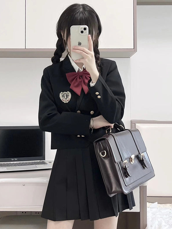 Rock 42CM Schwarz Länge Uniform Plissee JK