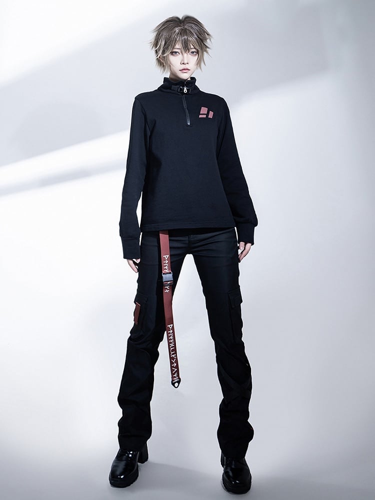Cargo Futuristic Buckle Strap Lolita Techwear Ouji Pants Black