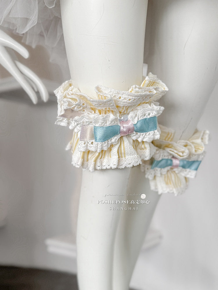 ピンクとブルーのスイートプリンセスパフィーティアードフリルスカートボーンドレス