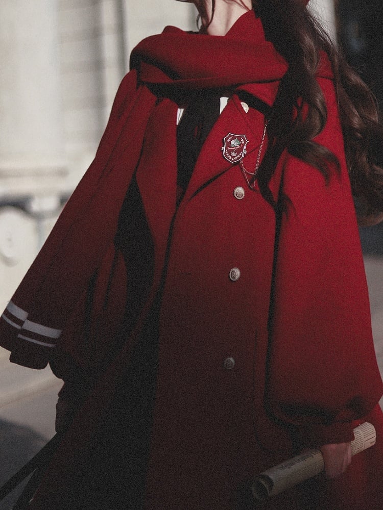 Scarf with Embroidery Red/White Letter