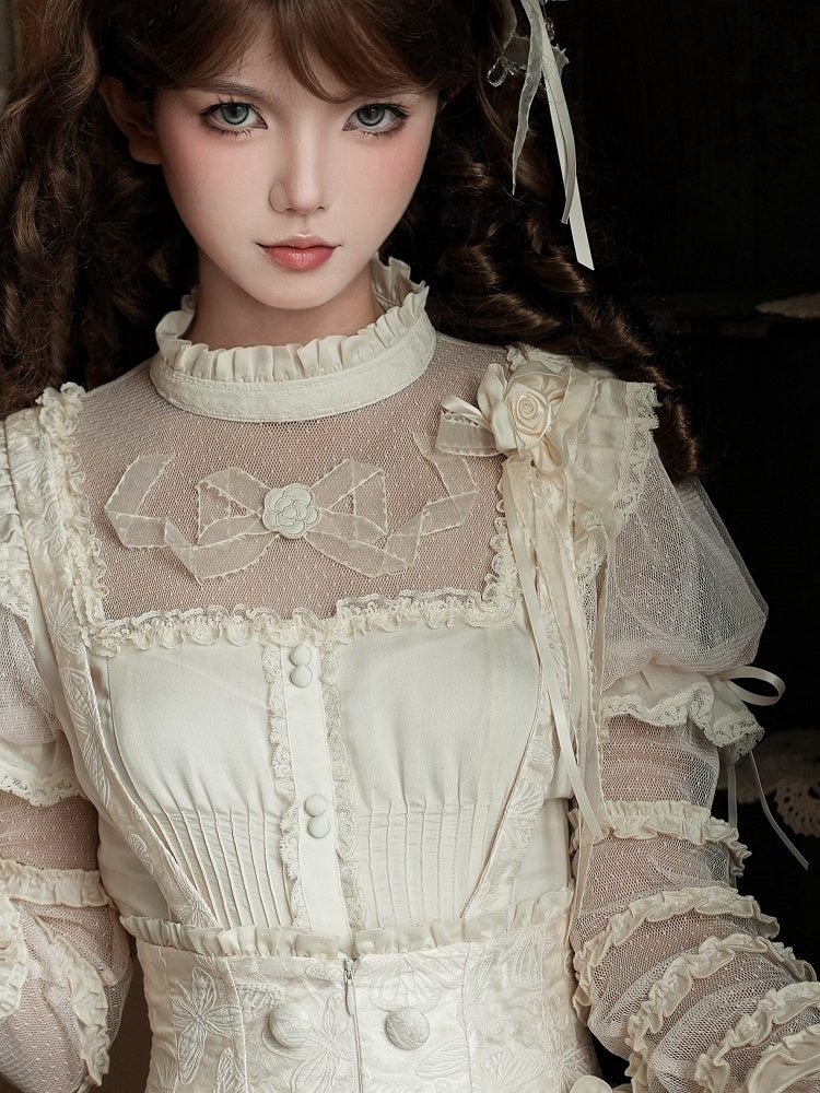 Brooch Flower / Purple Black Beige Red