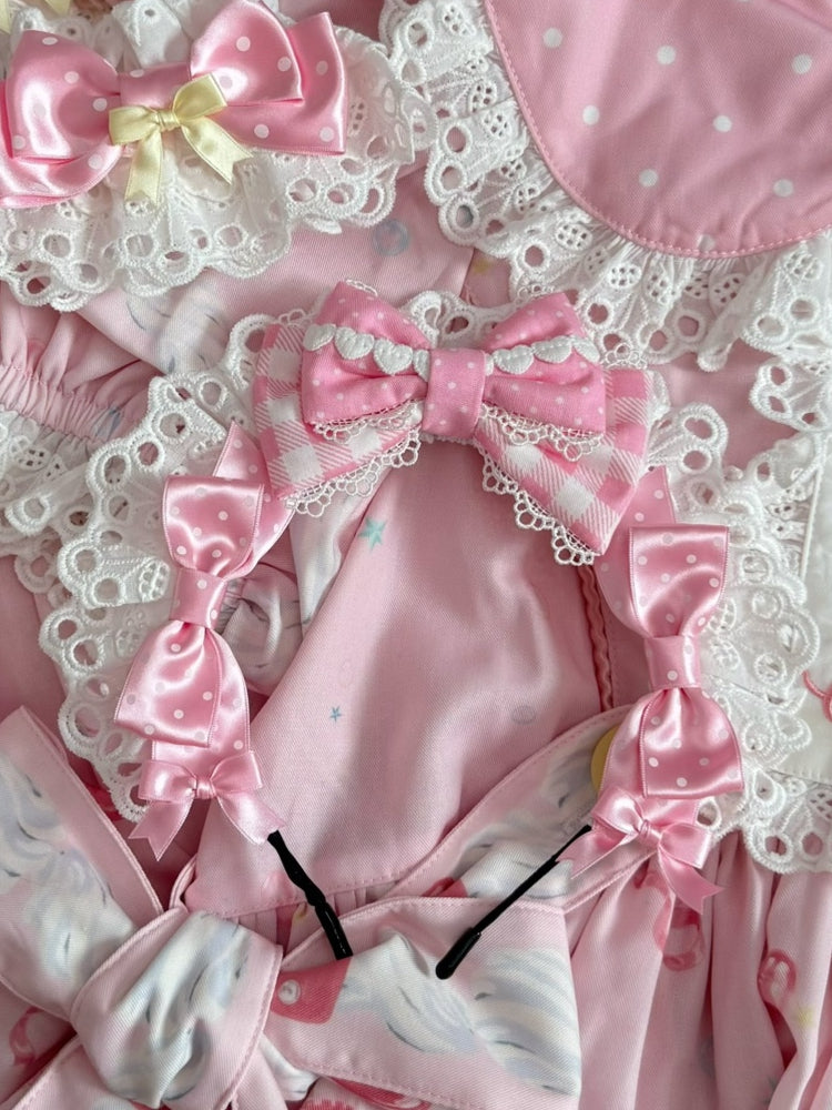 KC Polka-dot And Bowknot Lolita Pink Plaid Sweet Pattern Details