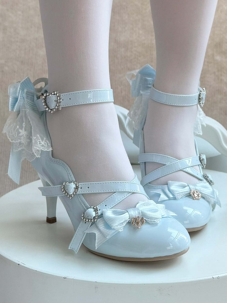 Schuhe Schleife - Abnehmbare PU-Rückseite Elegant Blau