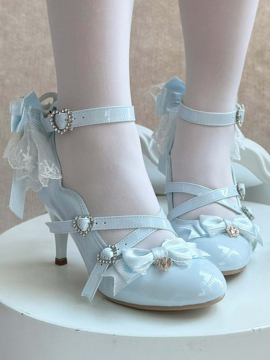 Schuhe Schleife - Abnehmbare PU-Rückseite Elegant Blau
