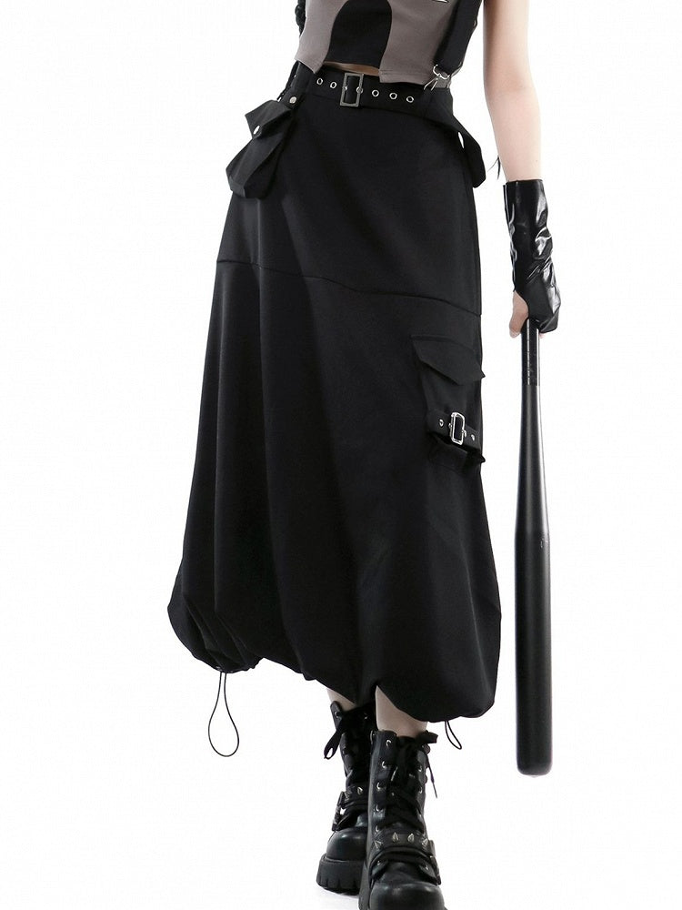 Techwear with Skirt Cargo Black Pockets Bubble Futuristic