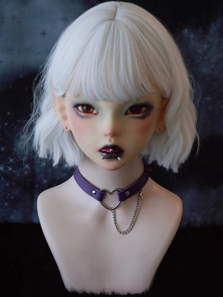 Chain And Heart Cut-out Gothic Choker Pendant Purple Cross-shaped