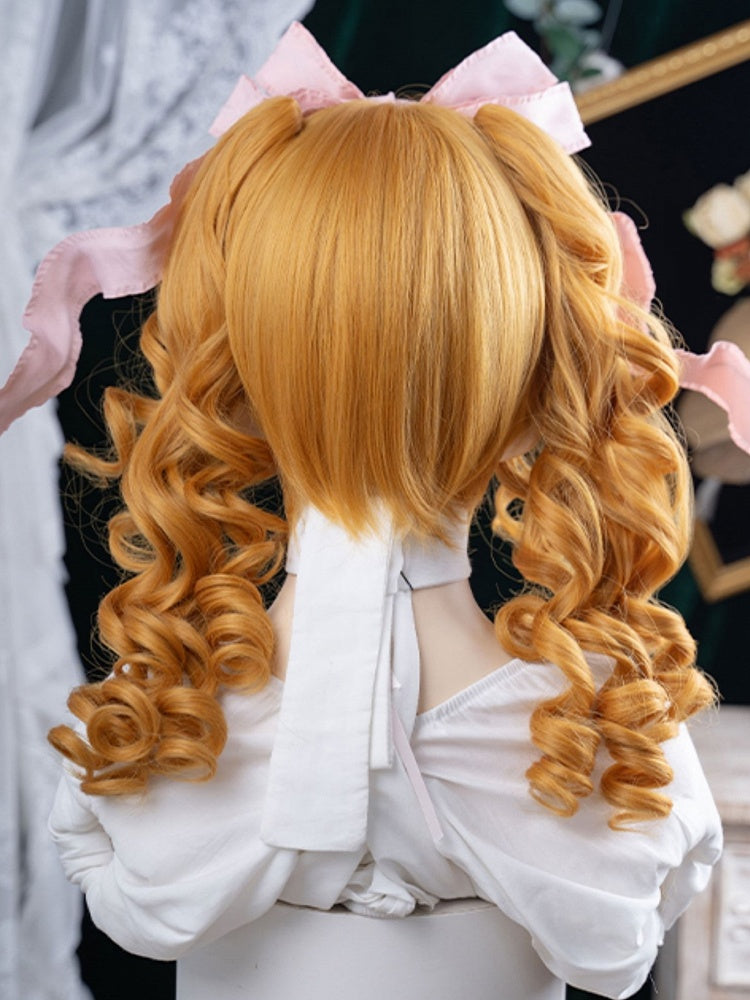 Synthetic Wig Length Ponytail Yellow Double 30CM Claw Clips With