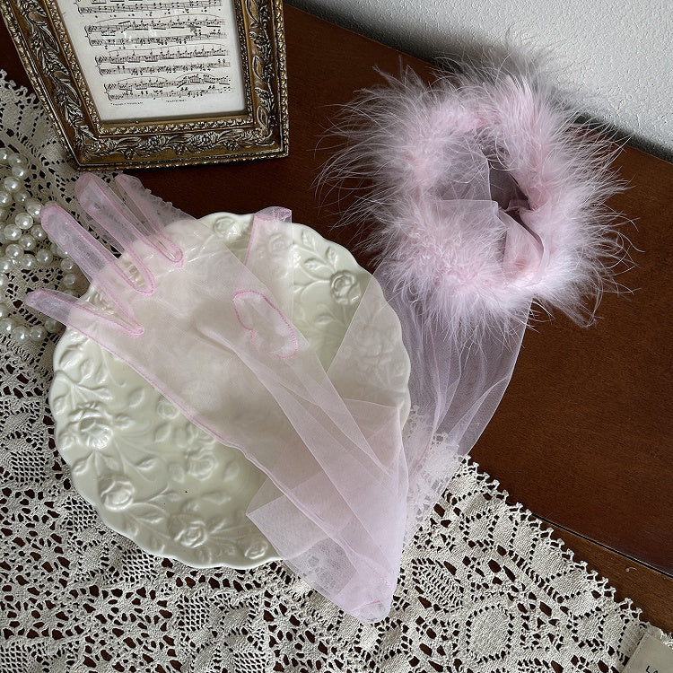 Gloves Options Shaggy 9 Tulle Cuffs Color