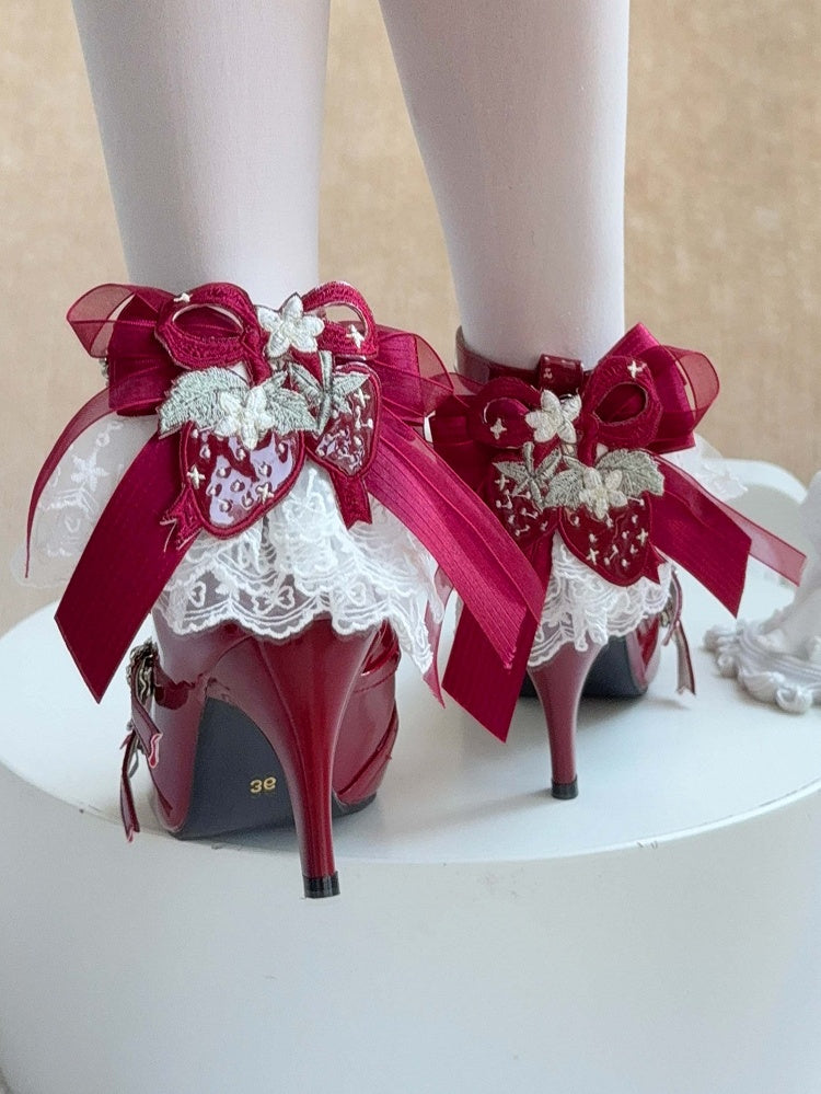 Lolita Leather in Opulent Wine Red PU with Heels Bowknot Details