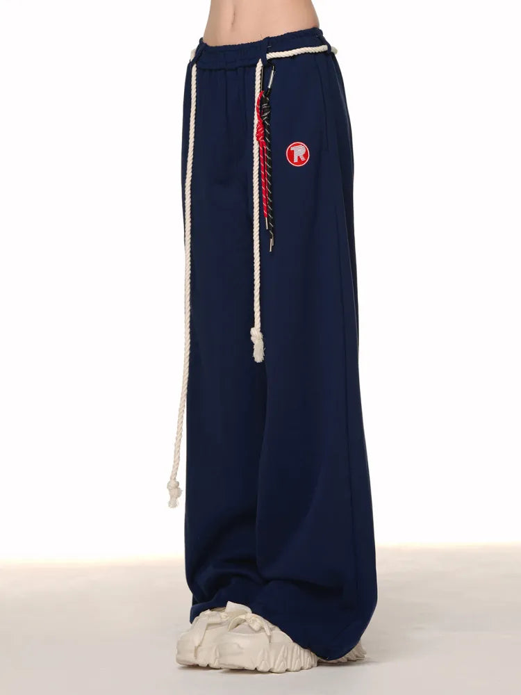 Cut Blue/Gray/Red Wide-leg Pants Dark