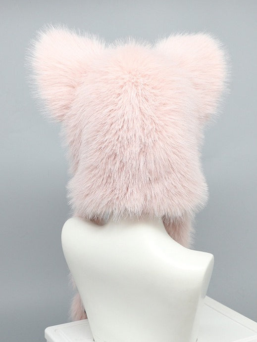 Kitty Hat Plüsch Selbstbindende Riemen Ohr Rosa