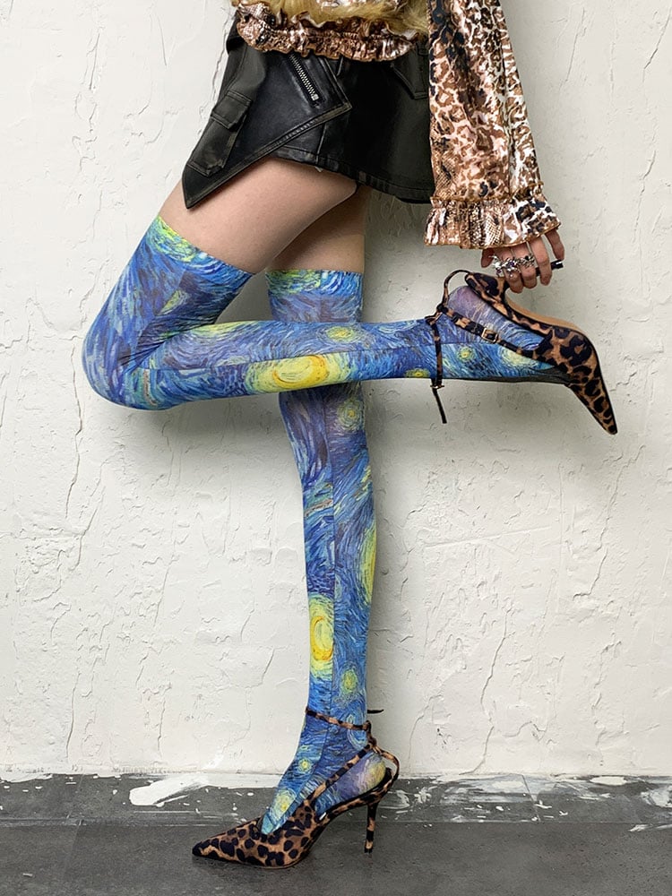 Oil Painting Overknee Stockings