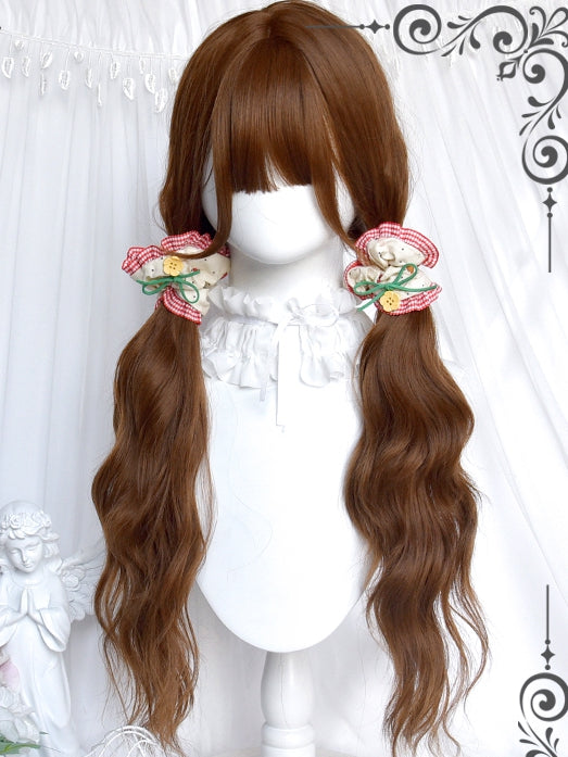 Wavy Full Long Bangs 62cm Brown Wigs With