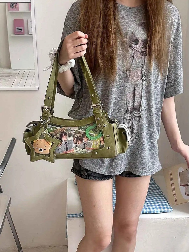 With Ita Y2K Shoulder Charm Green Bag PU Star