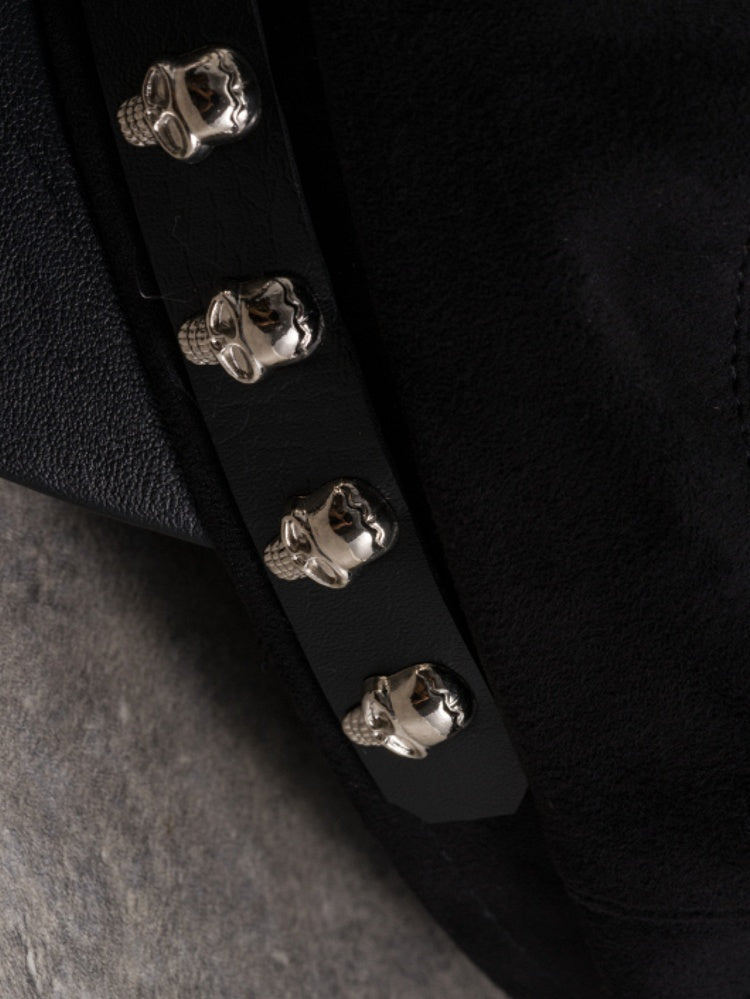 Verzierte Gothic Black Design Schnalle Hut Skelett Baskenmütze
