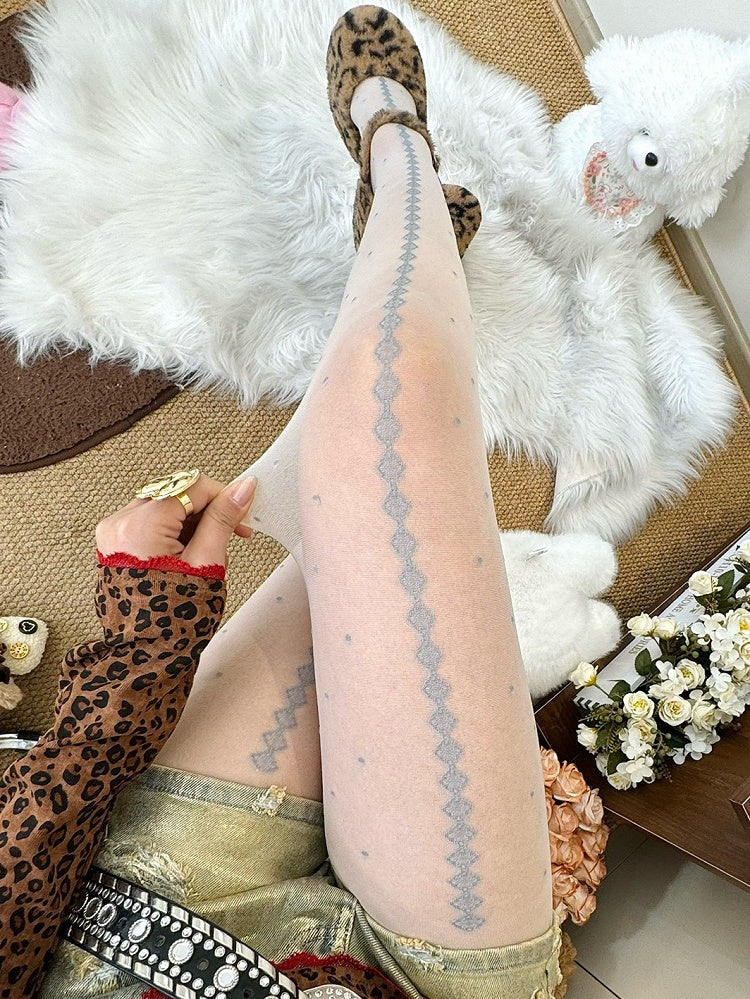 Tights Pattern Polka-dot Black/White