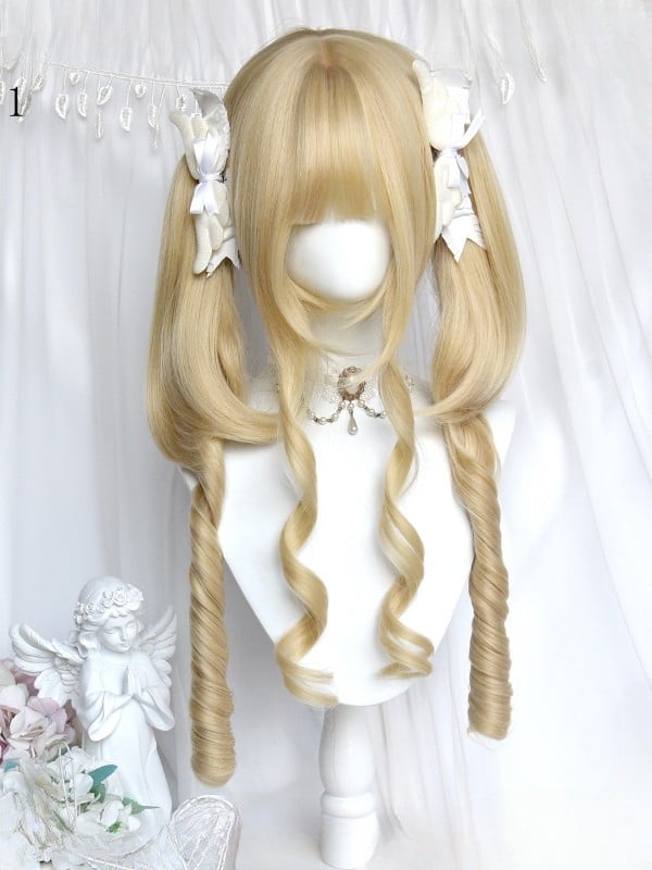 Full Curly Double With Roman 45CM Wig Length Blonde + Claw Clips Bangs Ponytail