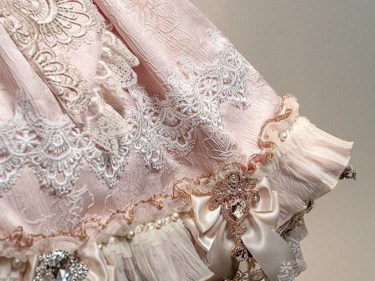 Perlenschleife Akzente Kleid Strass Lolita Pink Prinzessin und