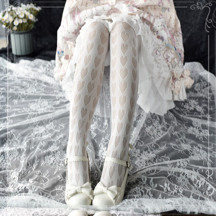 Black / White Heart Pattern Tights