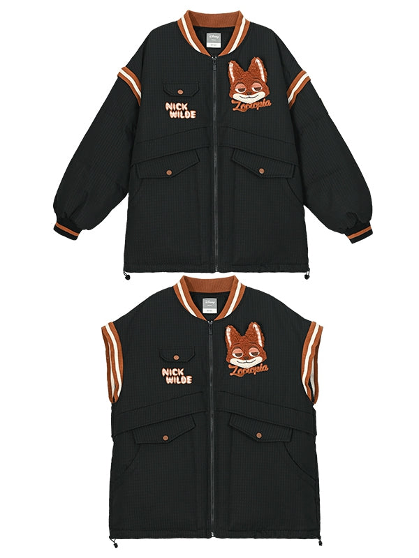 Doudoune noire Zootopia Nick Applique à manches détachables