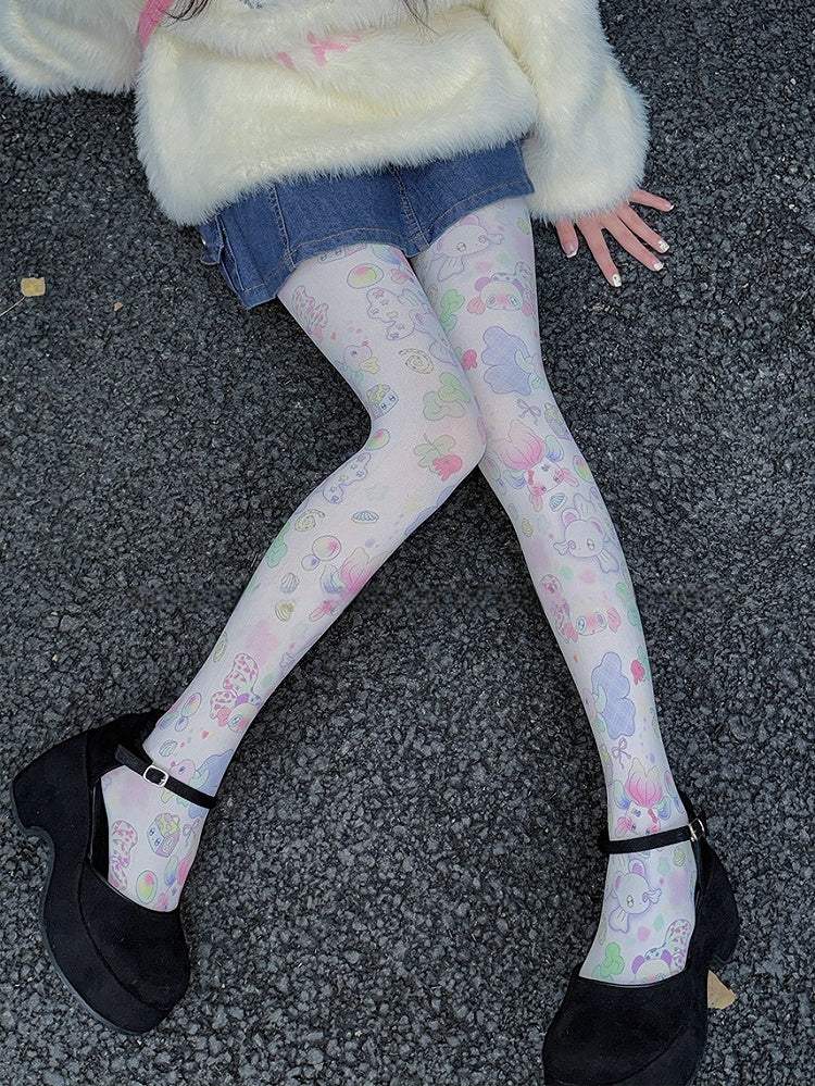 White Sweet Goldfish Cartoon Tights