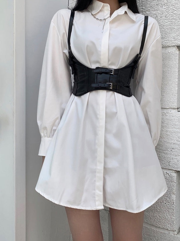 Black PU Buckle Corset Belt
