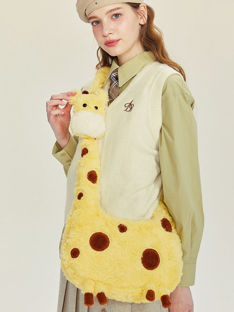 Crossbody Bag Plush Yellow Giraffe