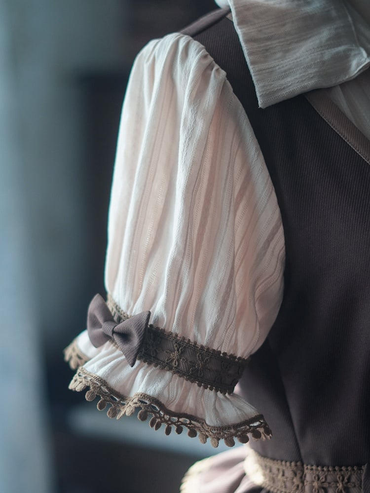 Braunes Weste-Mieder-Baumhaus-Lolita-Kleid, gefälschter Zweiteiler, Lolita-Einteiler