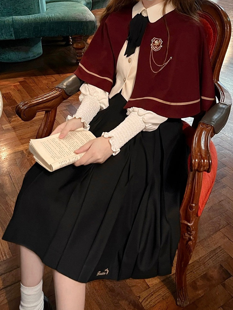 JK Uniform Red Cape with Self-tie Straps