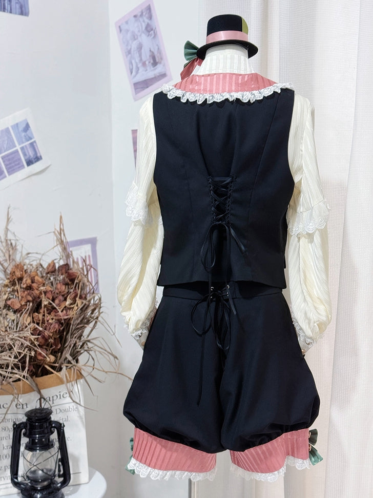 + Zirkusweste und schwarz-rosa Lolita-Blazer mit Kragen-Vibes Ouji