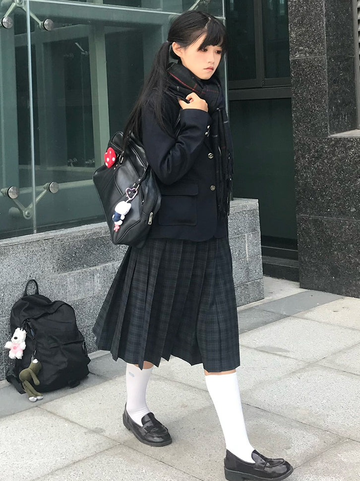 Länge 42CM/45CM/55CM/65CM Plaid Uniform Plissee Rock JK Grün Muster