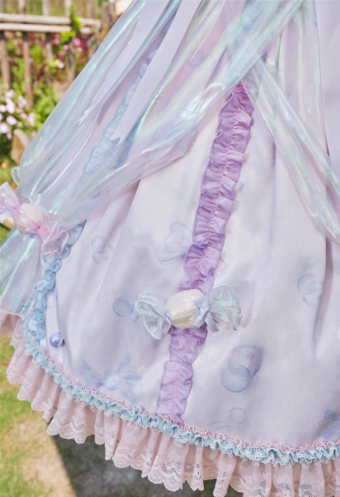 Candy Decorated Purple Straps Bead Dress Sweet JSK and Lolita Spaghetti Light