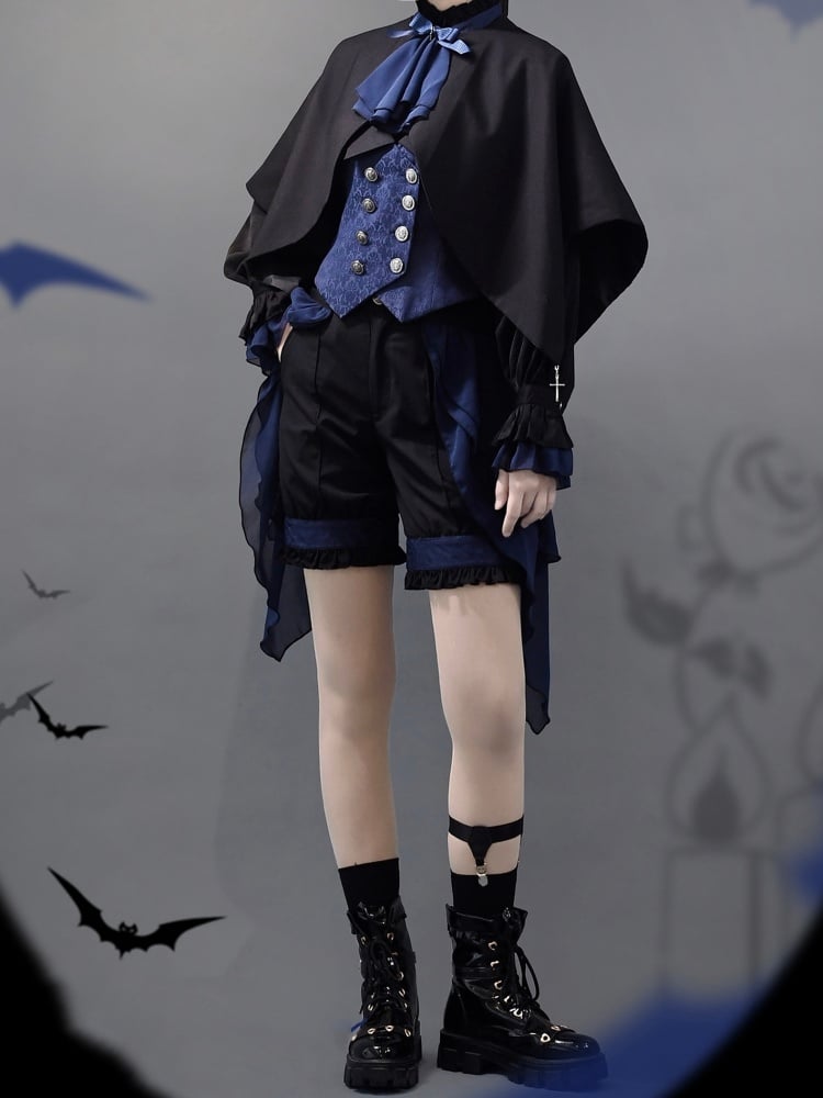 黒と濃紺の王子ショーツとオーバーレイのシエルバイブス王子風衣装
