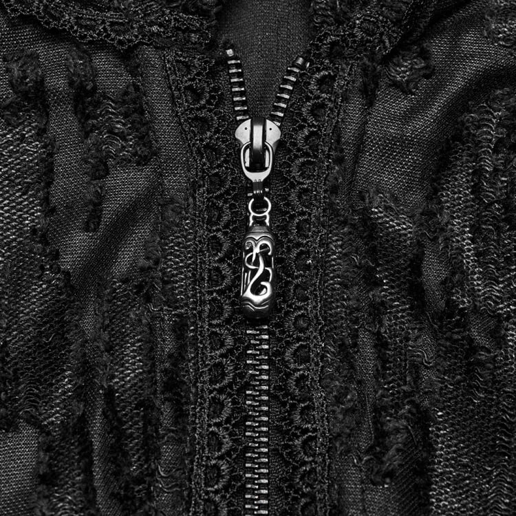 Schwarze Gothic-Strickjacke im Dekadenz-Stil