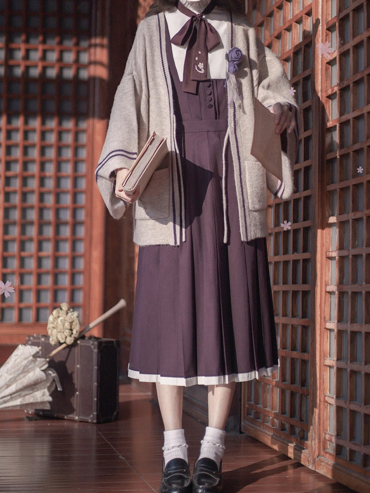 at Front Apricot Knit Cardigan with Self-tie Straps