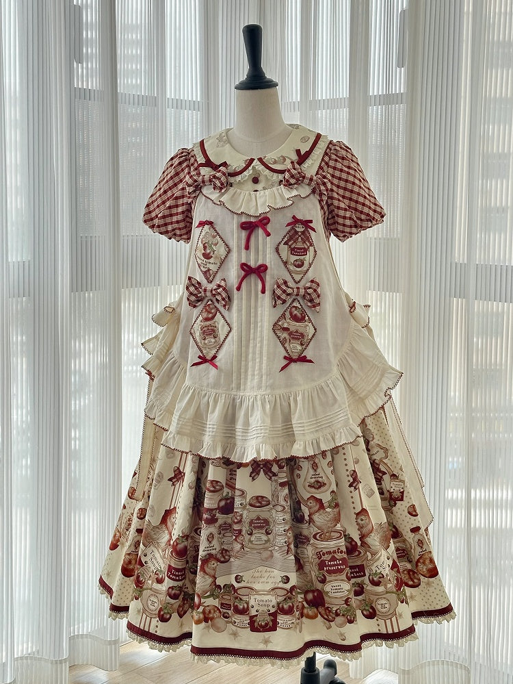 Tomatenschürze Beige Print Lolita Konserviert