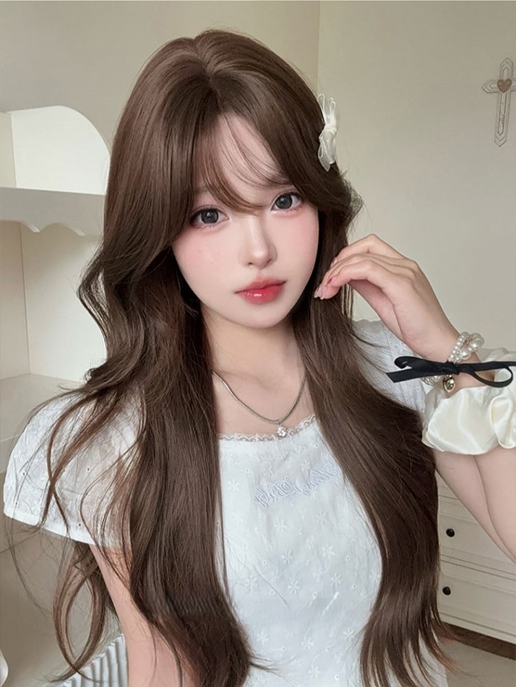 71CM Wavy Air With Wig Brown Bangs Length