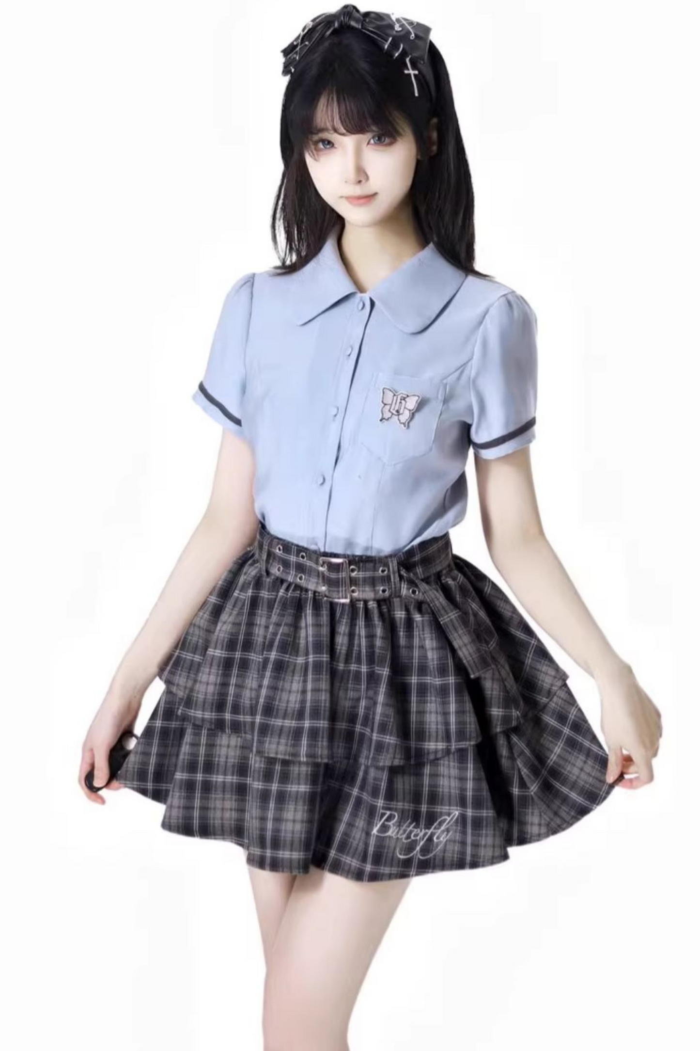 + College short suspender dress bshirt skirt