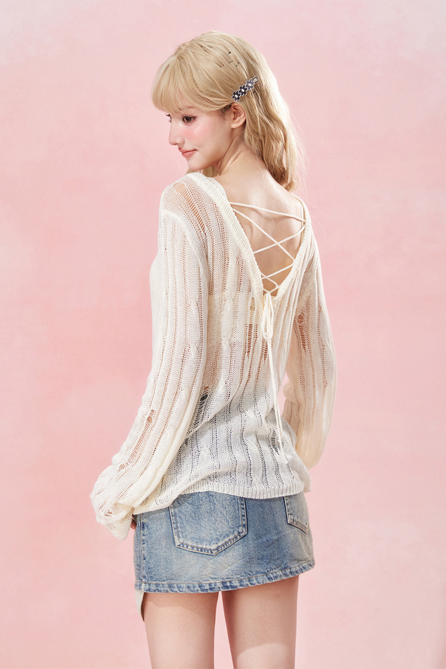 innerer Strickpullover-Ausschnitt Transparentes Korsett +