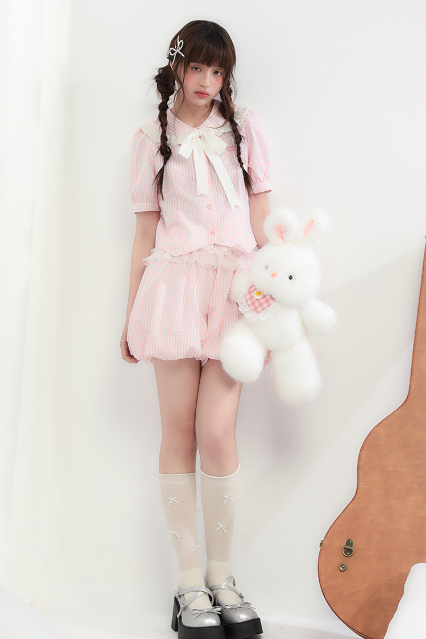 balloon pants lace + Peachy top striped Bubbles doll