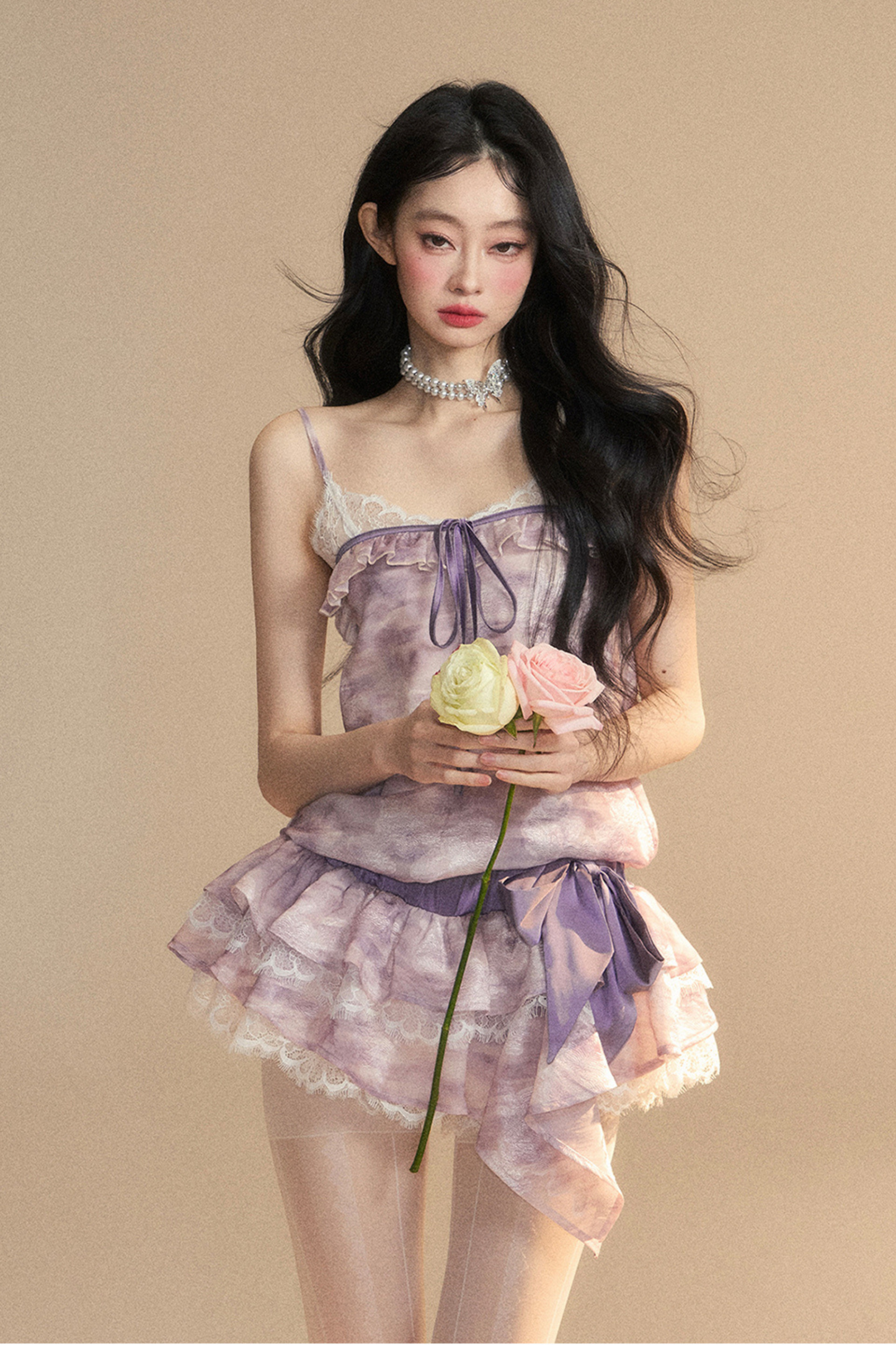 Purple French Breeze Halter Dress
