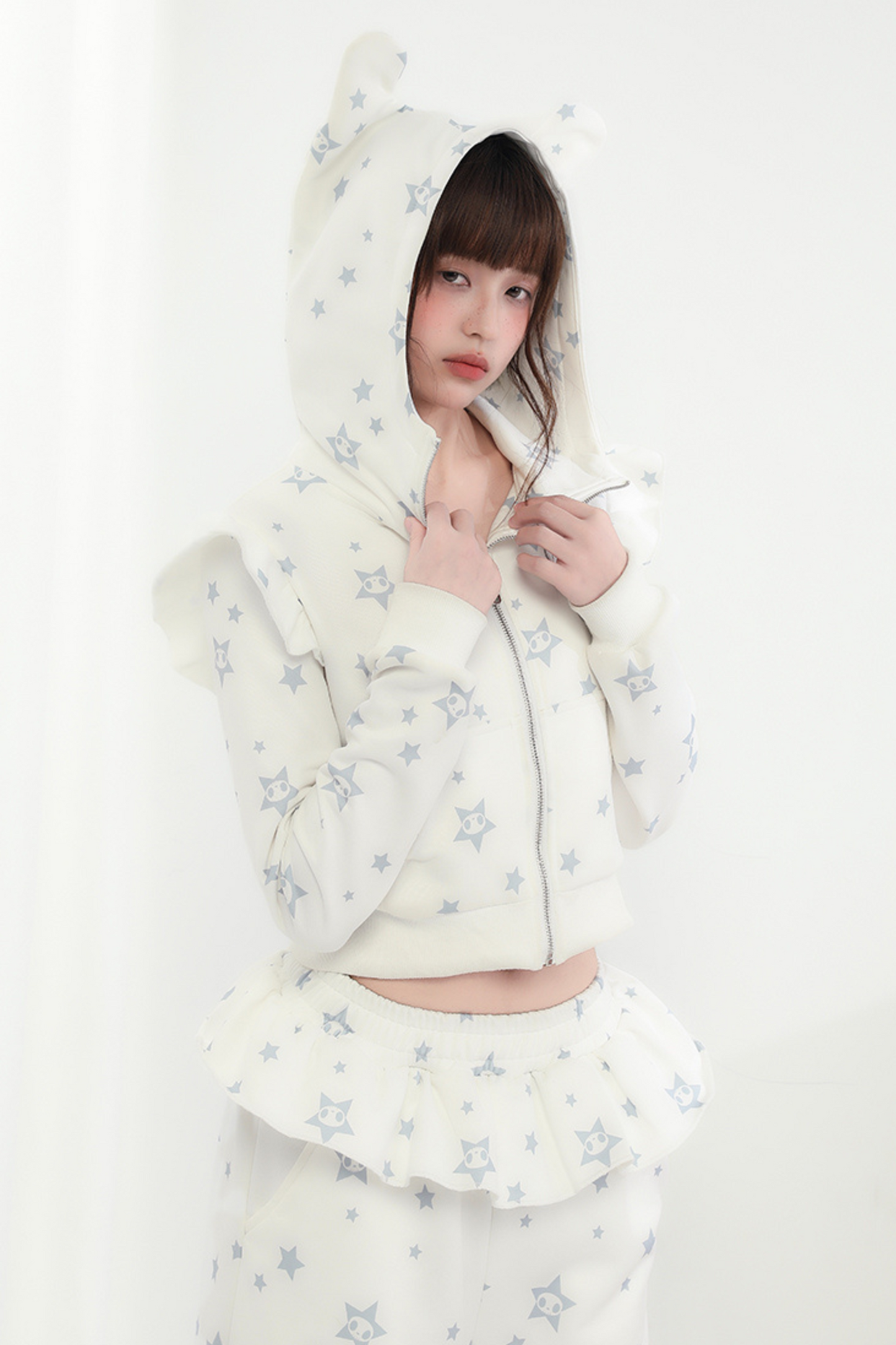 Hoodie Animal Ruffle Pants Loose Ear Hooded +