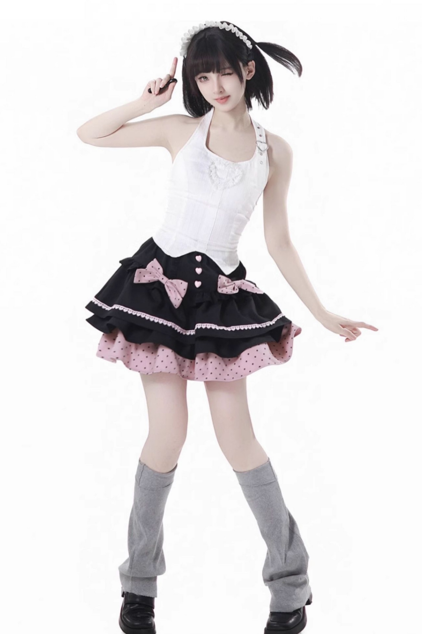 Berry Cake Camisole Skirt French Top + Ribbon Neck Halter