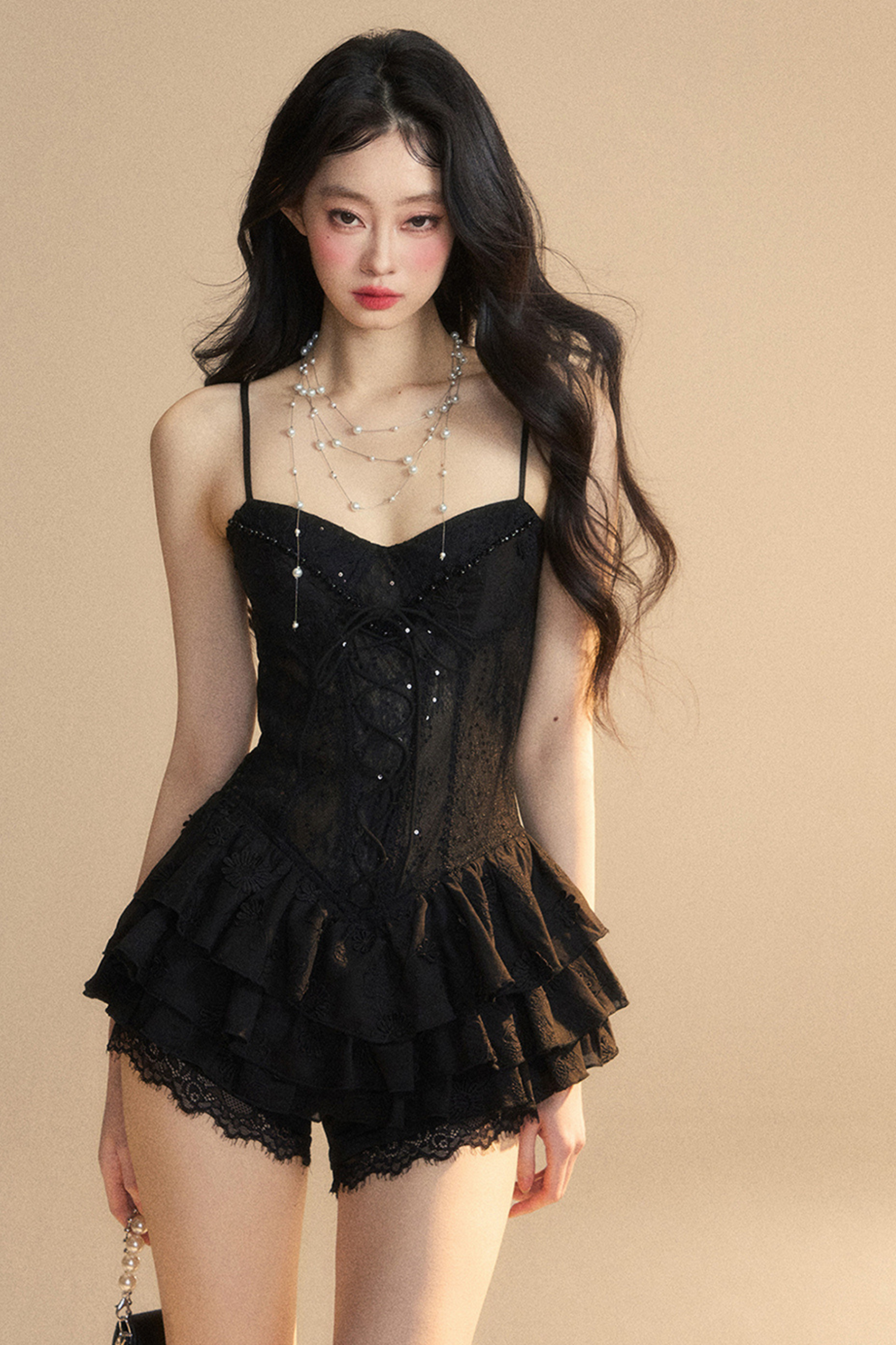 One-Shoulder French Cami Lace Dress Soul